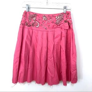 Free People pink beaded sequined raw hem Skirt